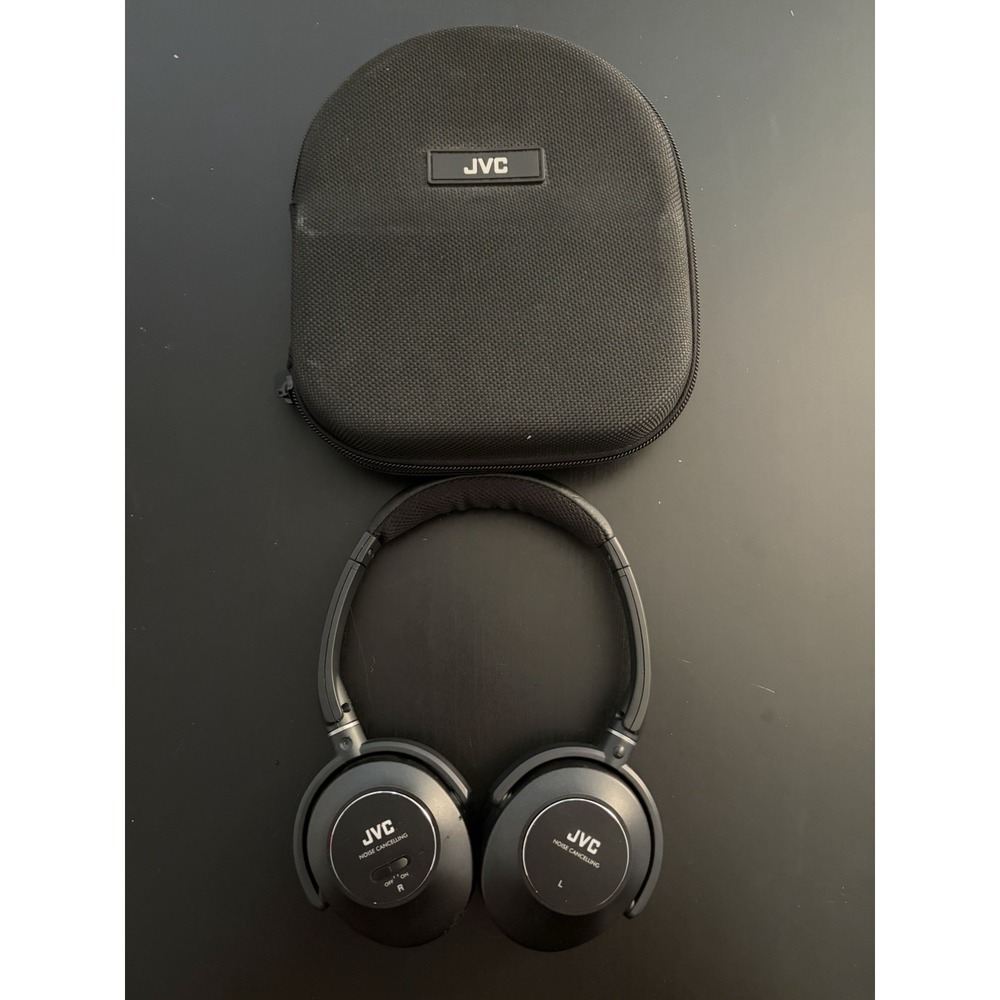 JVC HA-NC250 Wired, Noise Cancelling Headphones Black w/ Case - Needs Audio Cord